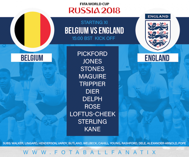 England team v Belgium World Cup 2018