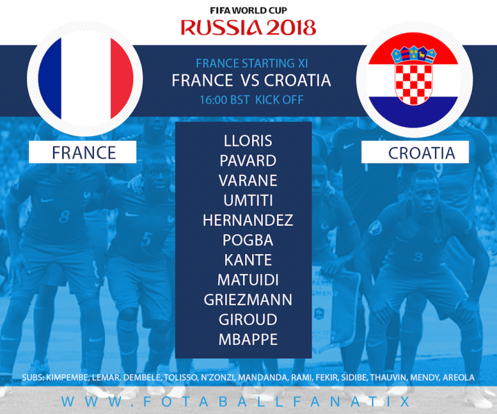 France team v Croatia World Cup final 2018