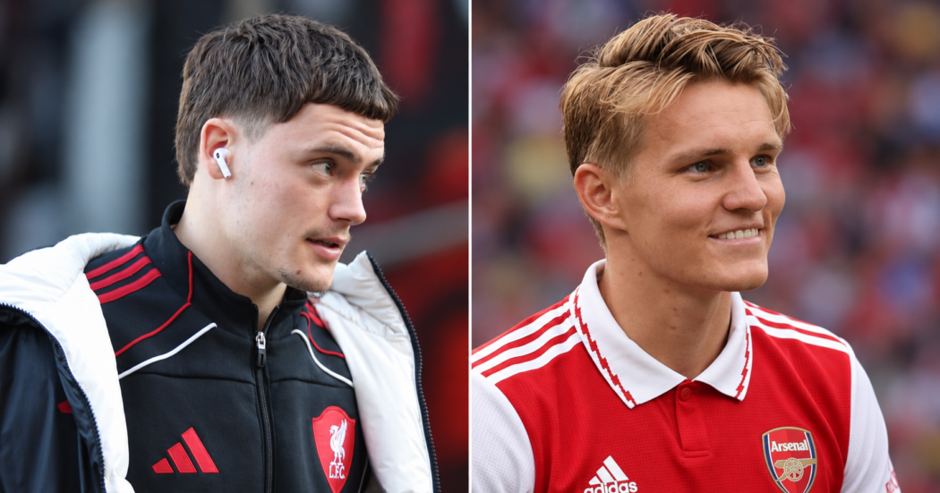 Florian Wirtz and Martin Ødegaard pictured side by side as their first 55 appearances are compared