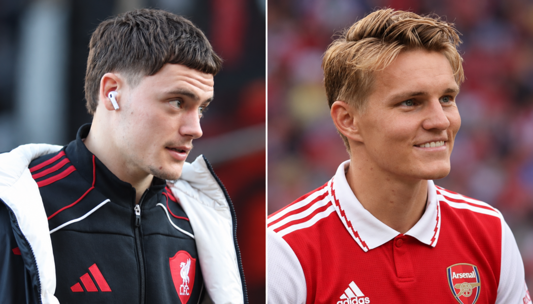 Florian Wirtz and Martin Ødegaard pictured side by side as their first 55 appearances are compared