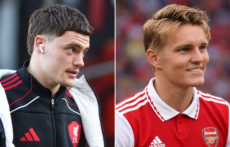 Florian Wirtz and Martin Ødegaard pictured side by side as their first 55 appearances are compared