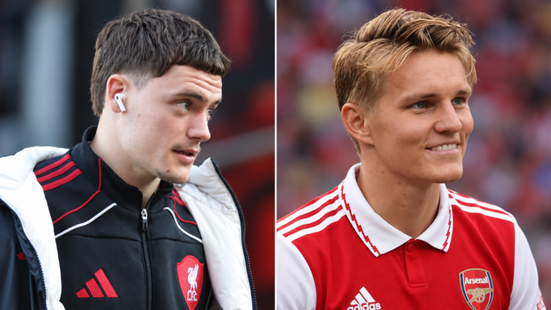 Florian Wirtz and Martin Ødegaard pictured side by side as their first 55 appearances are compared