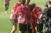 Brentford players celebrating at the Gtech Community Stadium