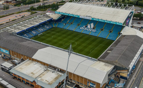 Aerial view of Elland Road ahead of Leeds United vs Manchester United in the Premier League.