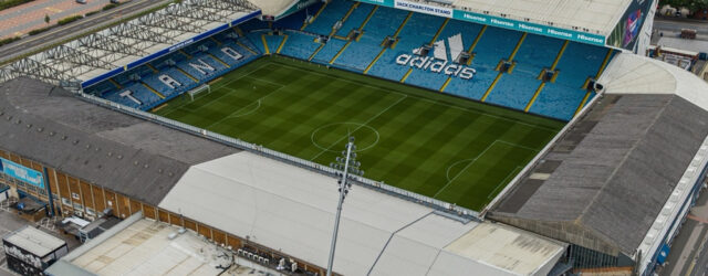Aerial view of Elland Road ahead of Leeds United vs Manchester United in the Premier League.