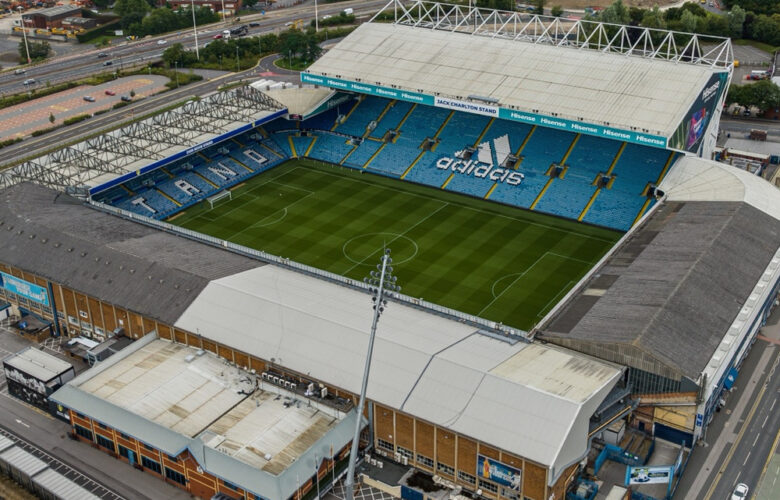 Aerial view of Elland Road ahead of Leeds United vs Manchester United in the Premier League.
