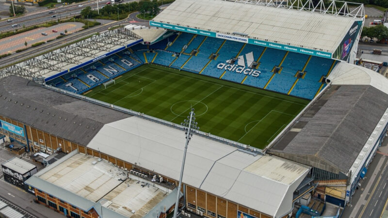 Aerial view of Elland Road ahead of Leeds United vs Manchester United in the Premier League.