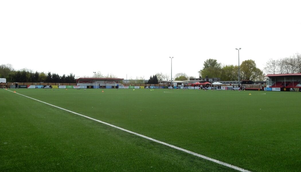 Honeycroft Stadium, home of Uxbridge FC, illustrating the financial challenges facing English football.